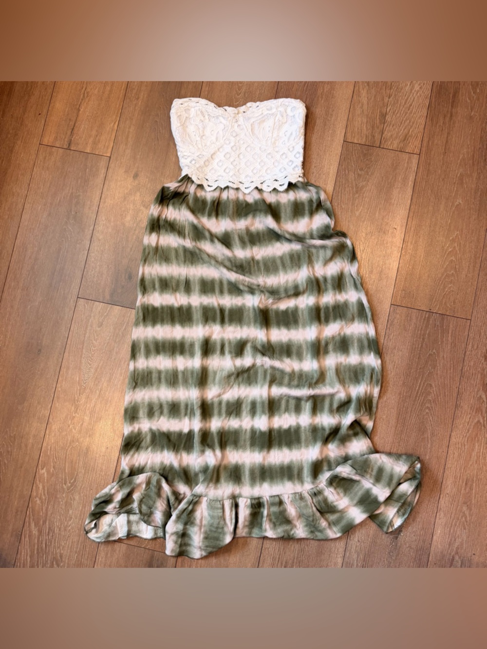 Love My Vibe Tie Dye Off Shoulder Dress Lace Boho Ruffle Medium